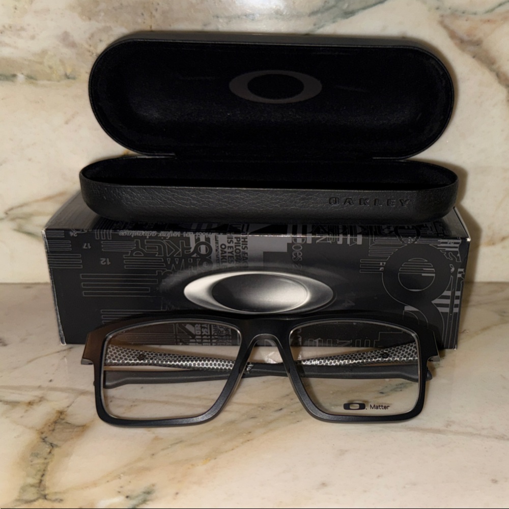 Oakley Black Rectangular Eyeglasses with Case